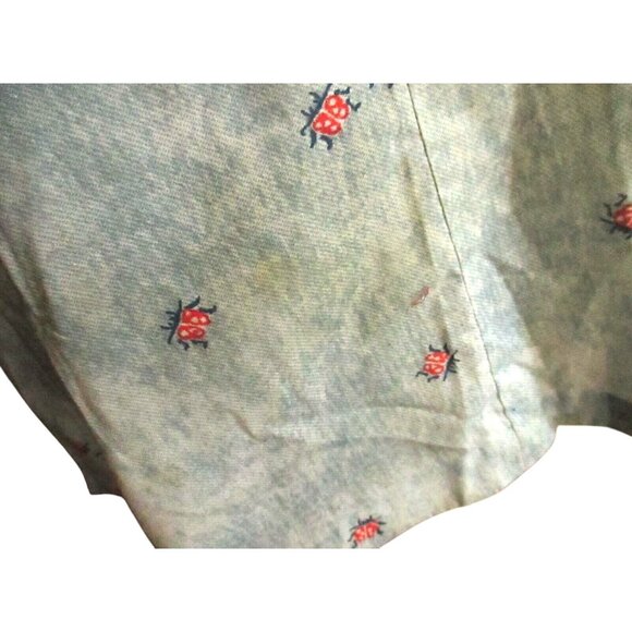 Vintage 1970s Womens Ladybug Shrt Medium Blue Pullover Moo-Moo Hippy Top Printed - Picture 5 of 7